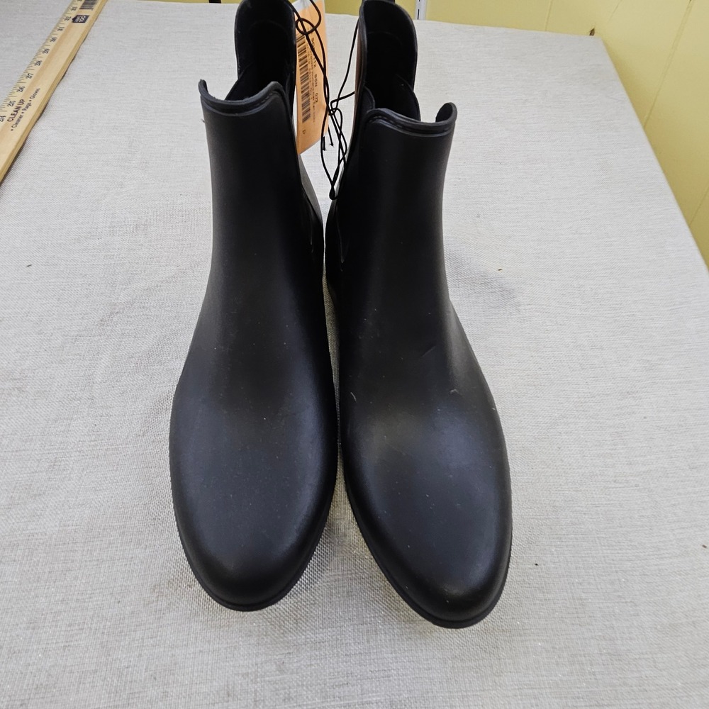 A New Day Alex Rain Boots Black Ankle Chelsea Style‎ Womens Size 10